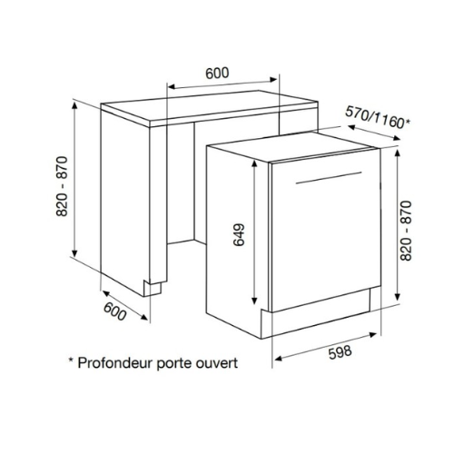 Lave-vaisselle 60 cm Tout intégrable Tranche blanche Airlux ADI422 - vue 3
