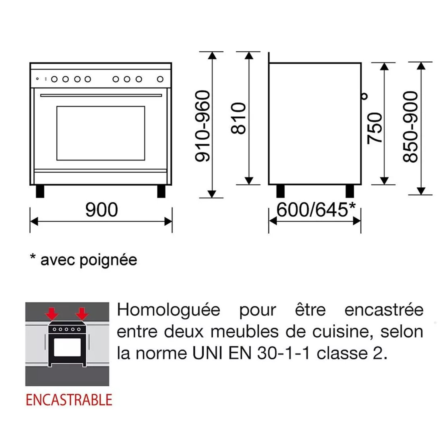 Cuisinière Gaz Catalyse 90 x 60cm Noire Glem GE960CMBK2 - vue 5