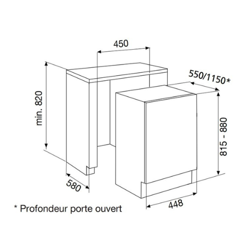 Lave-vaisselle 45 cm Tout intégrable Airlux ADI4050 - vue 2
