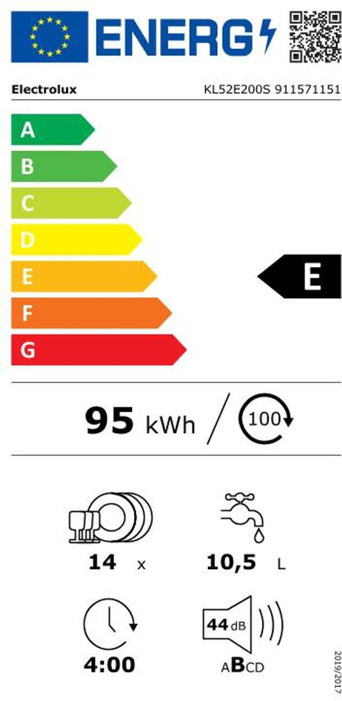 Lave-vaisselle Tout Intégrable 60 cm AirDry 14 couverts ELECTROLUX KL52E200S
