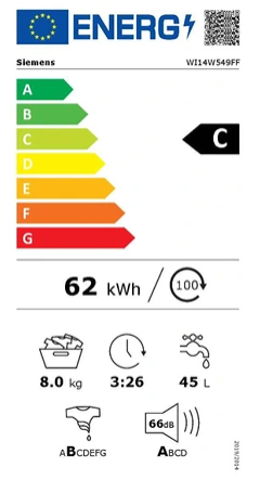 iQ700, Lave-linge, chargement frontal, 8 kg, 1400 trs/min SIEMENS WI14W549FF
