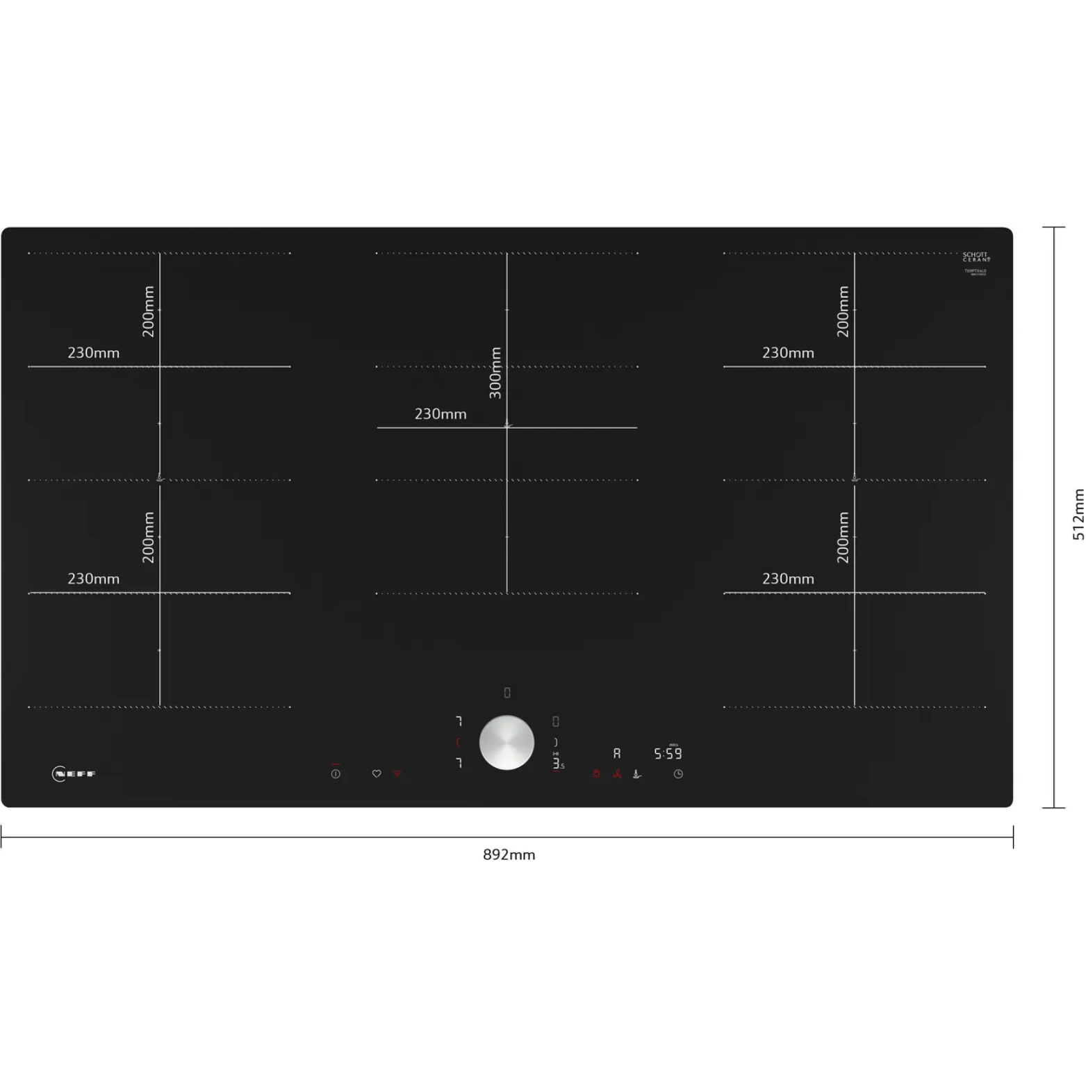 N 90, Table à induction, 90 cm, Noir, à fleur de plan NEFF T69PTX4L0 - vue 3