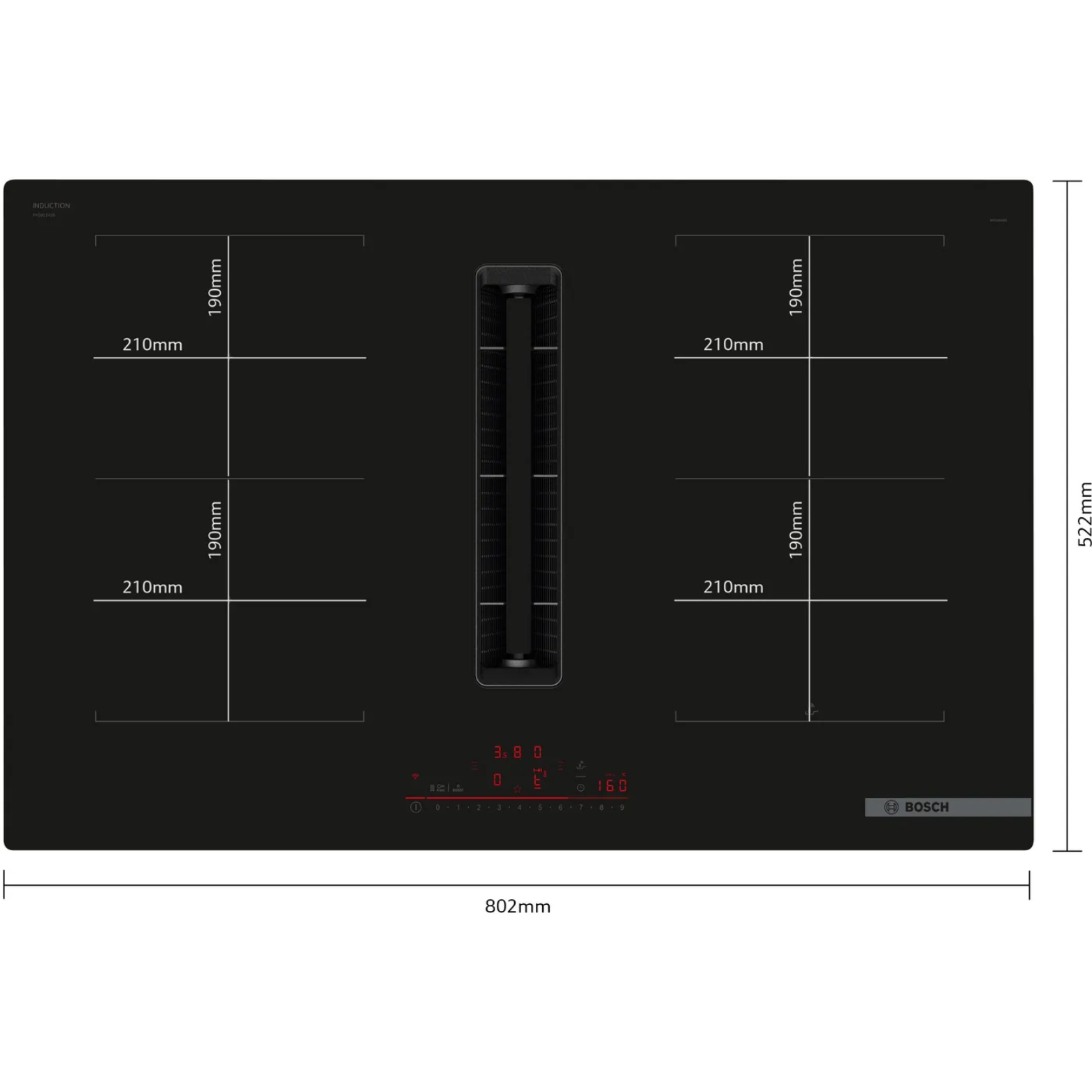 Série 6, Table induction aspirante, 80 cm, sans cadre BOSCH PVQ811H26E - vue 4