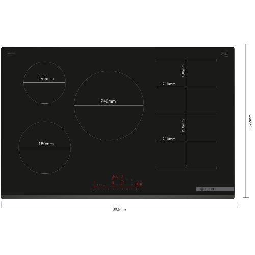 Série 6, Table à induction, 80 cm, Noir, sans cadre BOSCH PVW831HC1E - vue 4
