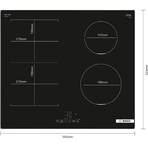 Série 4, Table à induction, 60 cm, Noir, sans cadre BOSCH PVS611BB6H - vue 4