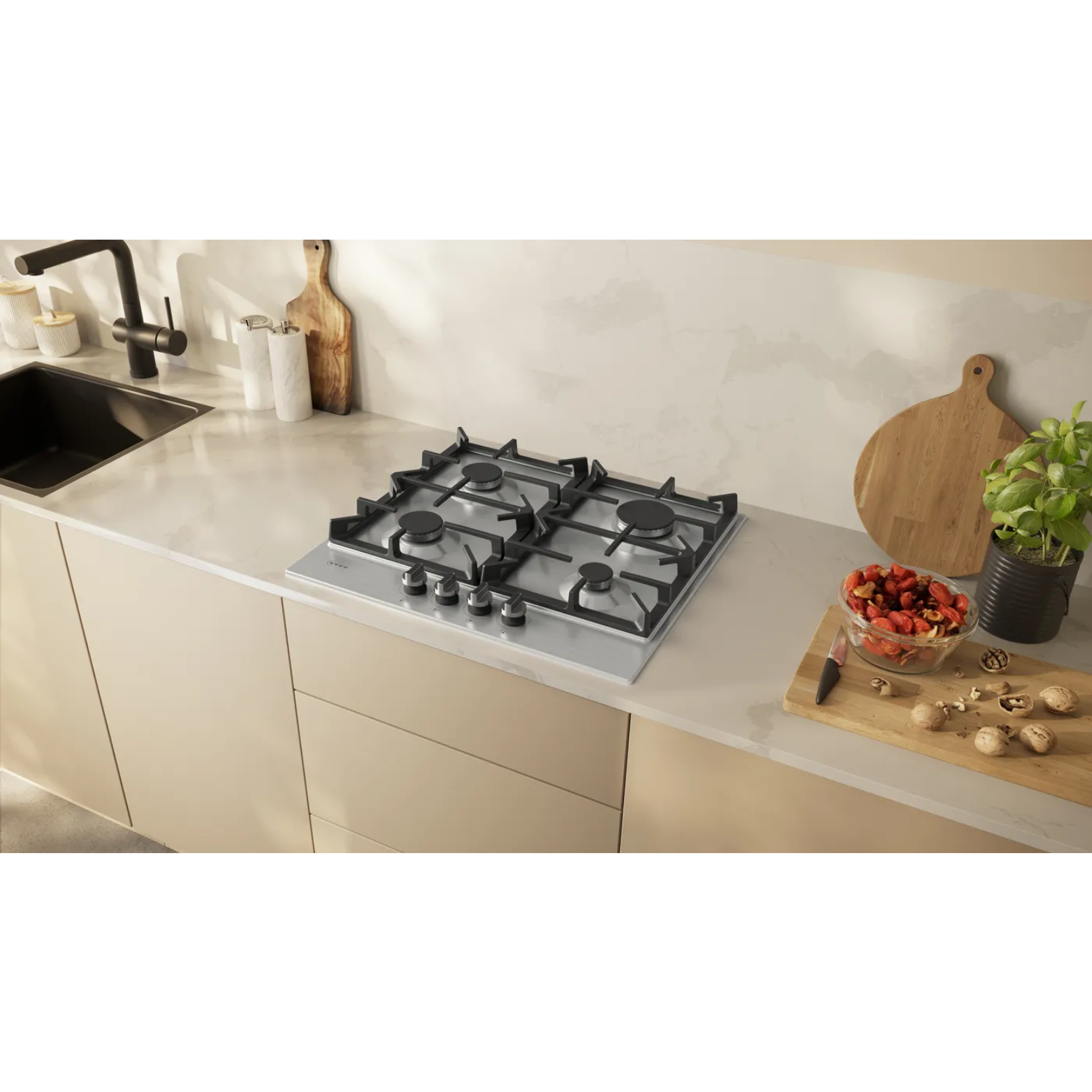 N 70, Table gaz, 60 cm, Inox NEFF T26CIP8N0 - vue 2