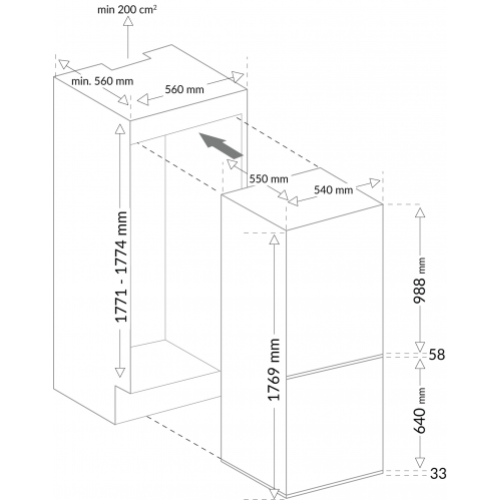 Réfrigérateur combiné intégrable AMICA AB8272E - vue 4