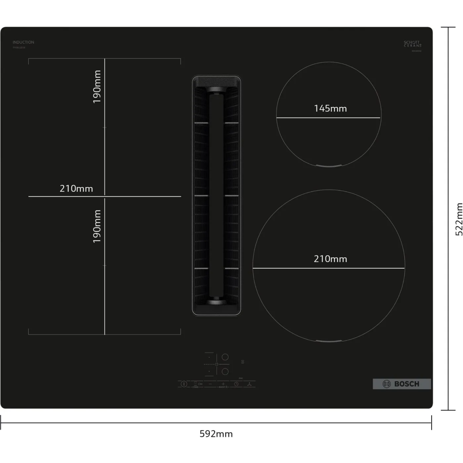 Série 4, Table induction aspirante, 60 cm, sans cadre BOSCH PVS611B16E - vue 4