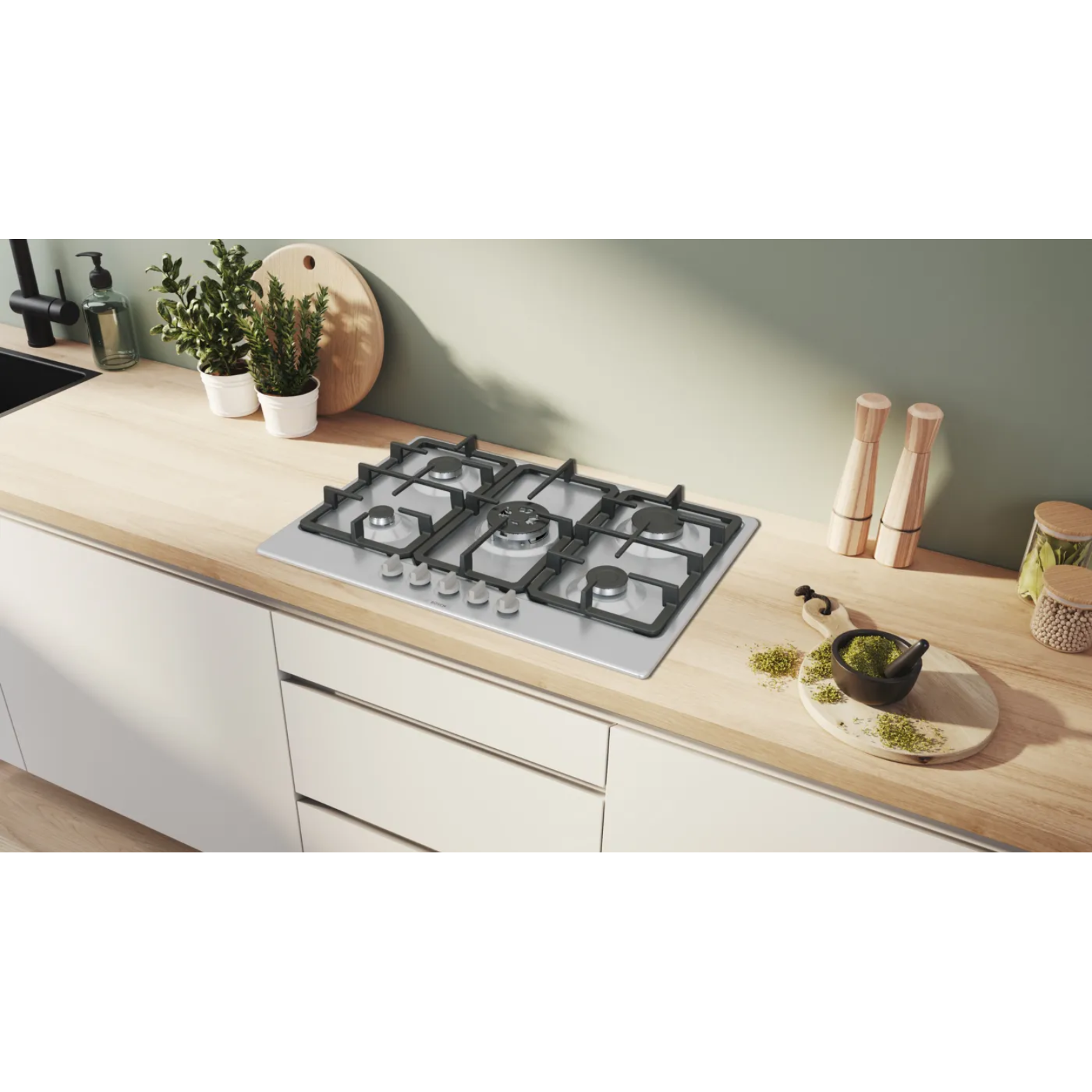 Série 4, Table gaz, 75 cm, Inox BOSCH PGQ7B5K90 - vue 2
