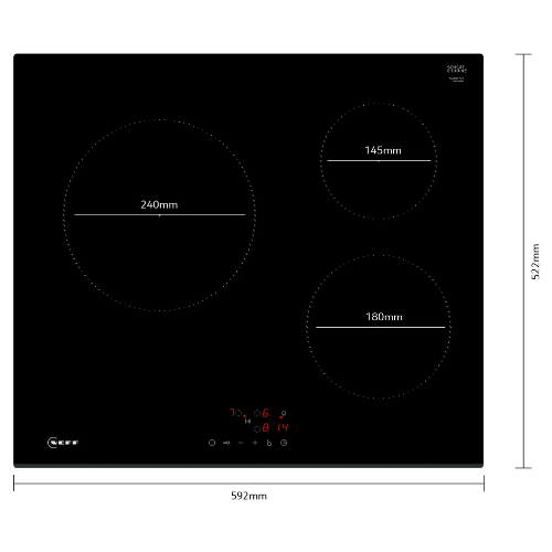 N 50, Table à induction, 60 cm, Noir, sans cadre NEFF T36FBC1L0 - vue 4