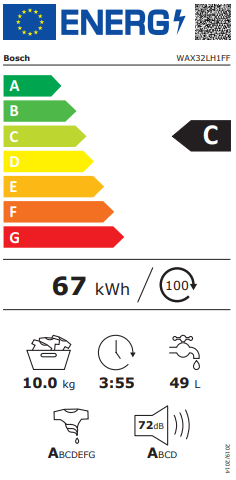 Série 8, Lave-linge front, 10 kg, 1600 trs/min BOSCH WAX32LH1FF
