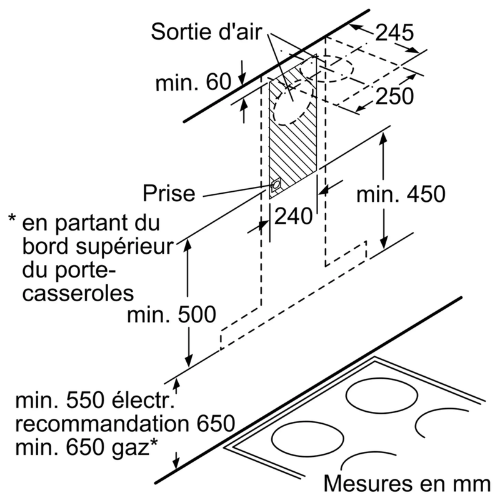 Hotte Décor Mural Série 6 60cm Inox BOSCH DWB67JP50 - vue 5