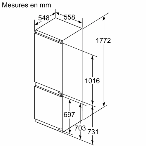 iQ500, Réfrigérateur combiné intégrable, 177.2 x 55.8 cm, Charnières pantographes softClose SIEMENS KI86NSDB0 - vue 5