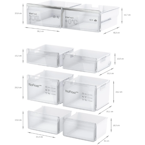 Série 6, Réfrigérateur multi-portes congélateur en bas, 183 x 91 cm, Inox BOSCH KFN96APEA - vue 2