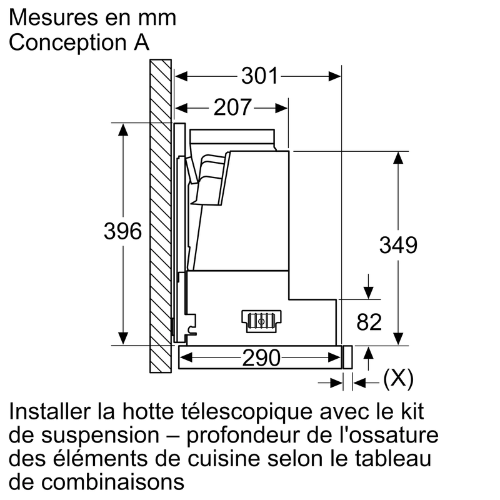 CADRE D'ABAISSEMENT POUR HOTTE BOSCH DSZ4660 - vue 5