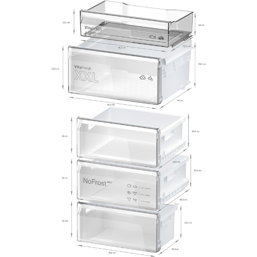 Série 4, Réfrigérateur combiné pose-libre, 186 x 60 cm, Couleur Inox BOSCH KGN367LDF - vue 5