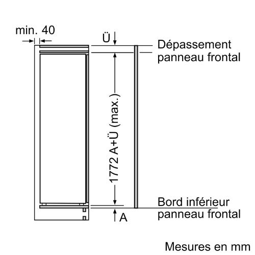 Série 2, Réfrigérateur intégrable avec compartiment congélation, 177.5 x 56 cm, Charnières à glissières BOSCH KIL82NSE0 -