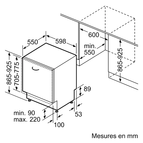 Series 2, Fully integrated dishwasher, 60 cm, XXL (extra tall) BOSCH SBV26AX01F