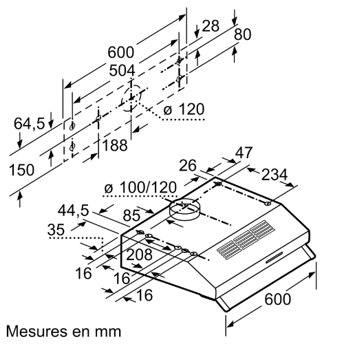 Série 2, Hotte classique, 60 cm, Inox BOSCH DUL62FA51 - vue 6
