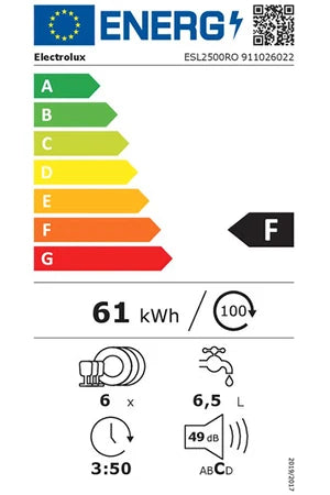 Lave-vaisselle Tout Intégrable 55 cm 6 couverts ELECTROLUX ESL2500RO