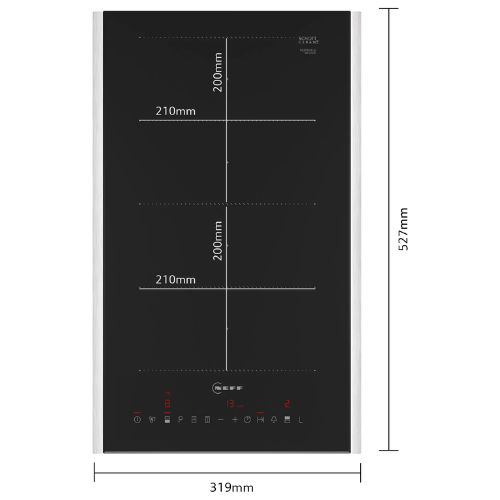 N 70, Table de cuisson Flex Induction, 30 cm, Noir, avec cadre NEFF T63TDX1L0 - vue 4