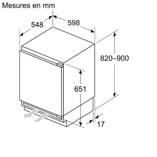iQ500, Congélateur intégrable, 82 x 59.8 cm, Charnières pantographes softClose SIEMENS GU21NADE0 - vue 7