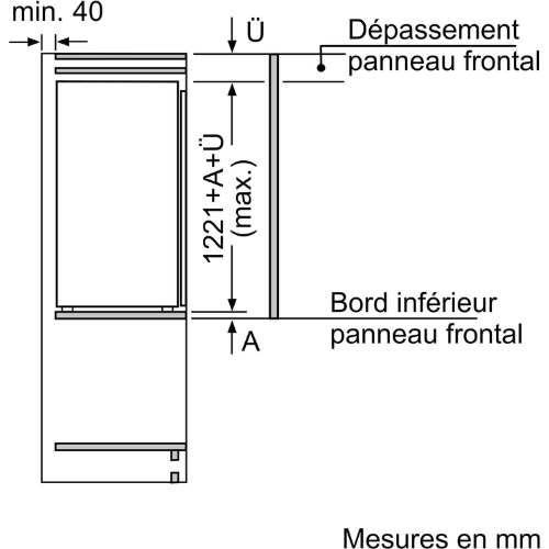 iQ300, Réfrigérateur intégrable avec compartiment congélation, 122.5 x 56 cm, charnières pantographes SIEMENS KI42LVFE0 -