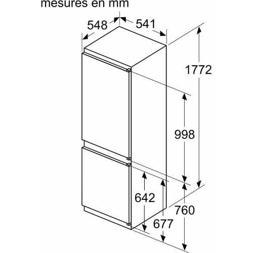 iQ100, Réfrigérateur combiné intégrable, 177.2 x 54.1 cm, Charnières à glissières SIEMENS KI86VNSE0 - vue 7
