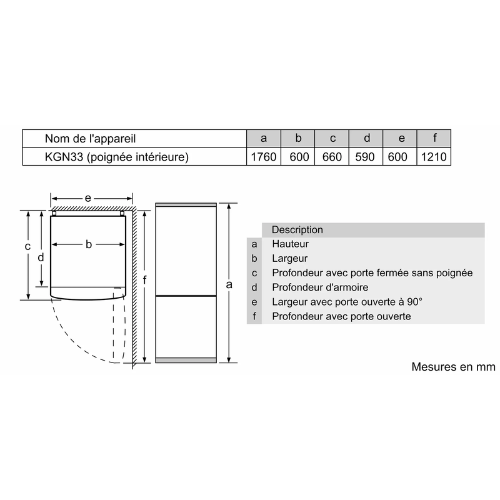 Réfrigérateur combiné pose-libre inox Bosch KGN33NLEB - vue 7
