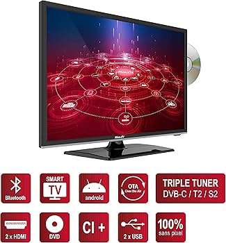 Télévision mobile Combi DVD 12/24 V 60 Cm Mobile TV Silverline24DVD
