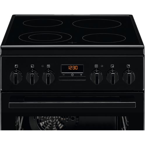 Cuisinière Vitrocéramique 4 foyers Noire 50x60 Multifonction ELECTROLUX EKR524211KEM - vue 2