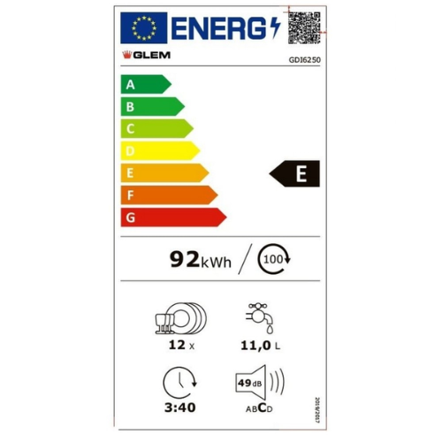 Lave-Vaisselle Tout Intégrable GLEM GDI6250 - vue 2