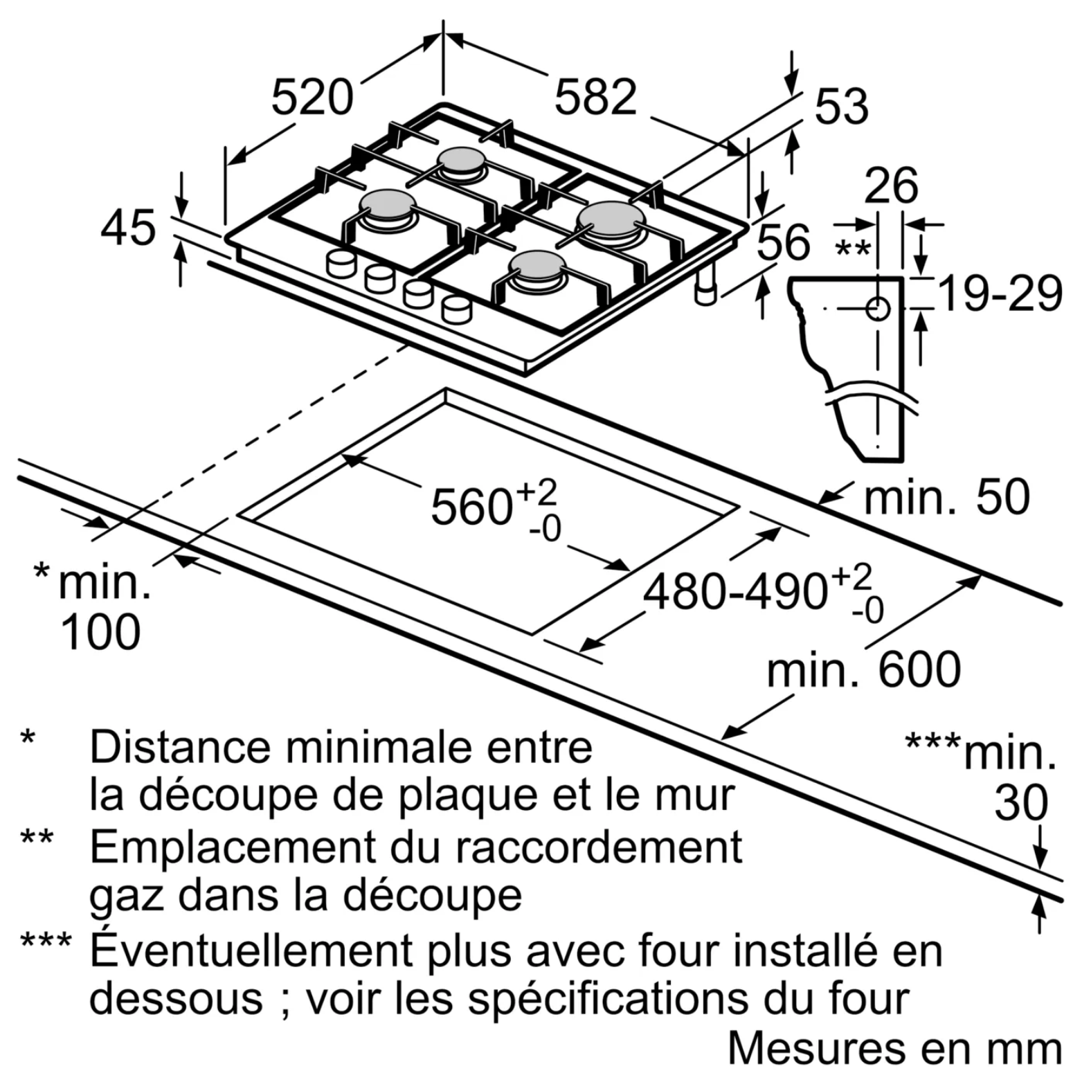 N 70, Table gaz, 60 cm, Inox NEFF T26CIP8N0 - vue 8