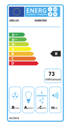 Airlux AHB970IX Edelstahl-Wandhaube, dekorativ, 220–240 V, 10 A, 50 Hz