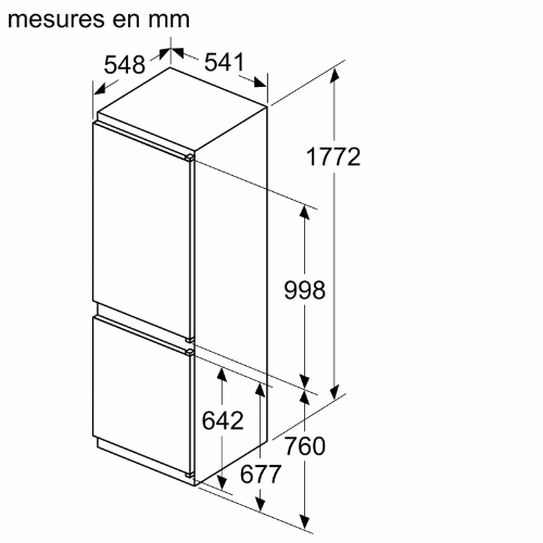 N 30, Réfrigérateur combiné intégrable, 177.2 x 54.1 cm, Charnières à glissières NEFF KI5861SE0 - vue 8