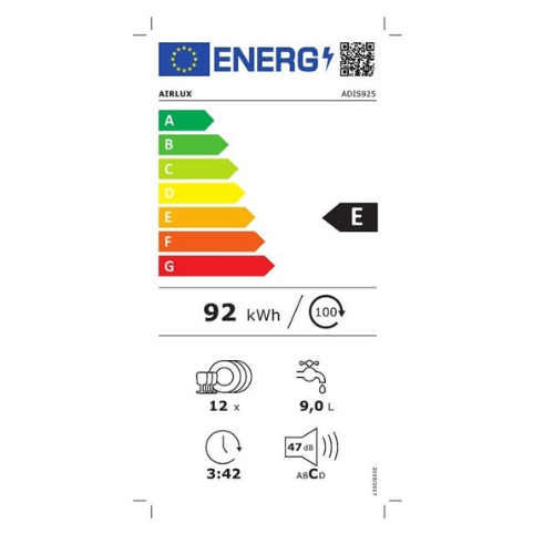 Lave-vaisselle 60 cm Tout intégrable Tranche Noire Airlux ADIS925 - vue 4