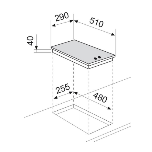 Table de cuisson gaz 2 feux Glem GT32WH - vue 2
