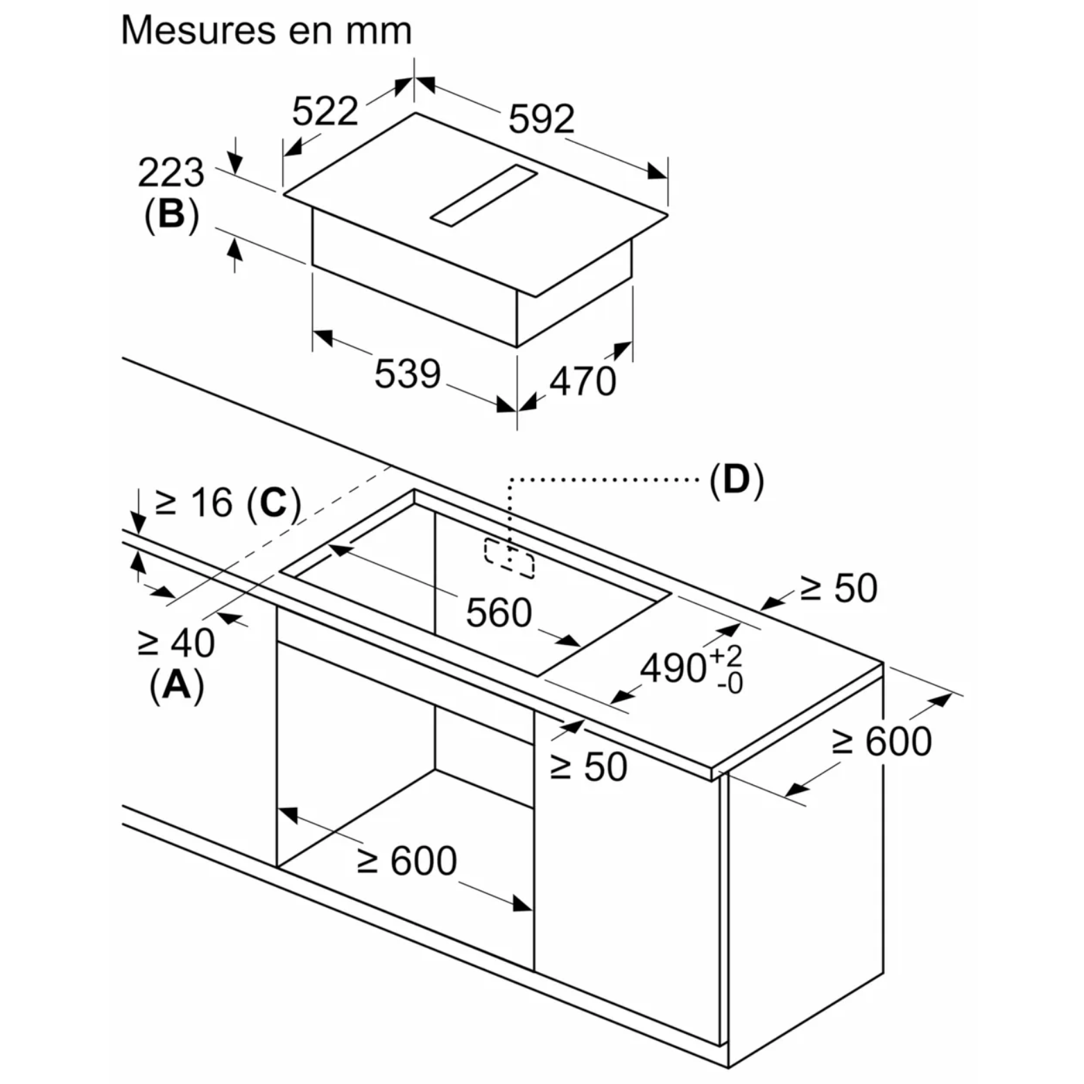 Série 4, Table induction aspirante, 60 cm, sans cadre BOSCH PVS611B16E - vue 10