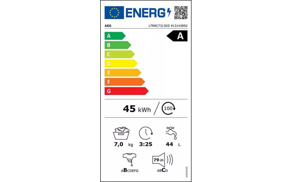 Lave-linge Top Série 8000 7.0 kg Noir AEG LTR8C7313DS