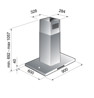 Fine box wall hood 90 cm AIRLUX AHBF971BK