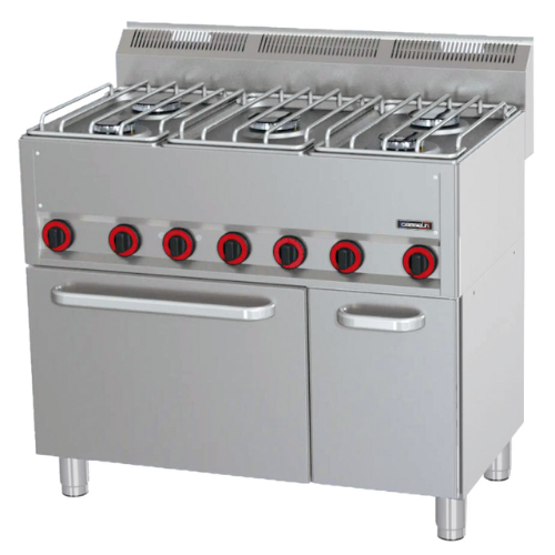 Fourneau gaz 5 feux avec four électrique ventilé GN1/1 P 99 CASSELIN C6FOG5FFEVP99