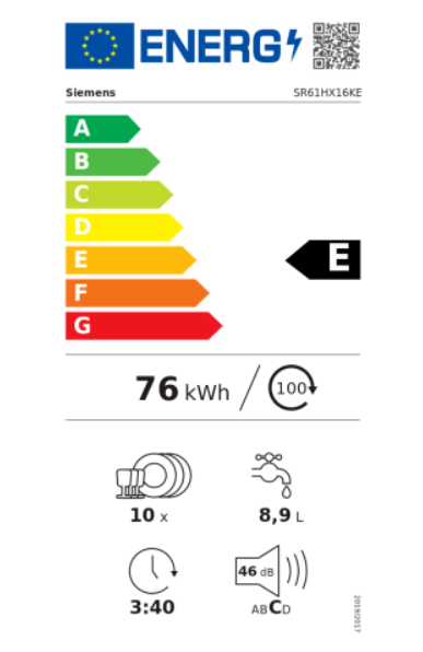 iQ100, Lave-vaisselle tout intégrable, 45 cm SIEMENS SR61HX16KE