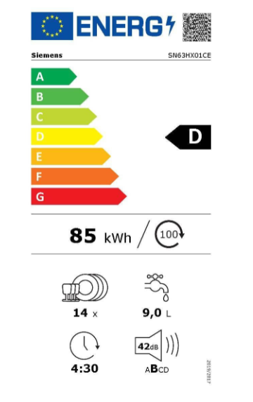 iQ300, Lave-vaisselle tout intégrable, 60 cm SIEMENS SN63HX01CE(F)