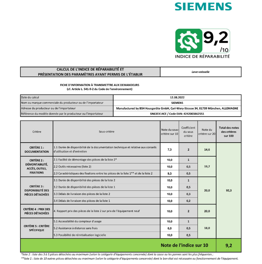 iQ300, Lave-vaisselle tout intégrable, 60 cm SIEMENS SN63EX14CE