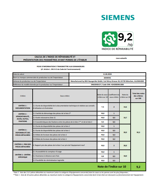 iQ300, Lave-vaisselle tout intégrable, 60 cm SIEMENS SN63EX01CF