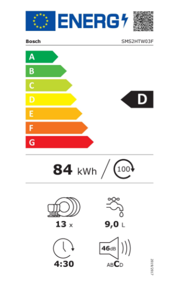 Série 2, Lave-vaisselle pose-libre, 60 cm, Blanc BOSCH SMS2HTW03F(F)