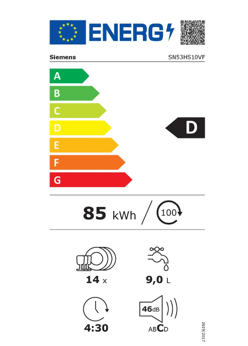 iQ300, Lave-vaisselle encastrable avec bandeau, 60 cm, Acier brossé SIEMENS SN53HS10VF