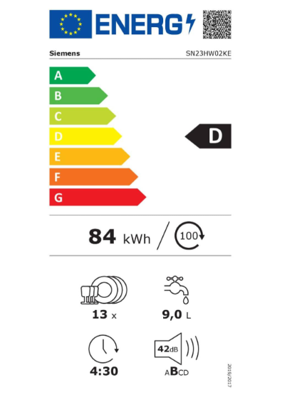 iQ300, freistehender Geschirrspüler, 60 cm, Weiß SIEMENS SN23HW02KE