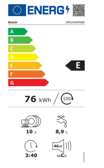 Série 2, Lave-vaisselle pose-libre, 45 cm, Blanc BOSCH SPS2HKW58E
