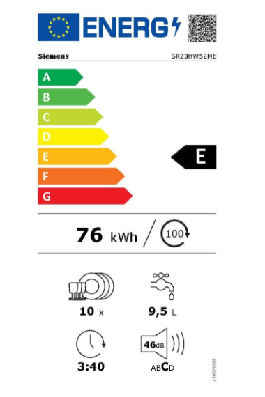 iQ300, Lave-vaisselle pose-libre, 45 cm, Blanc SIEMENS SR23HW52ME